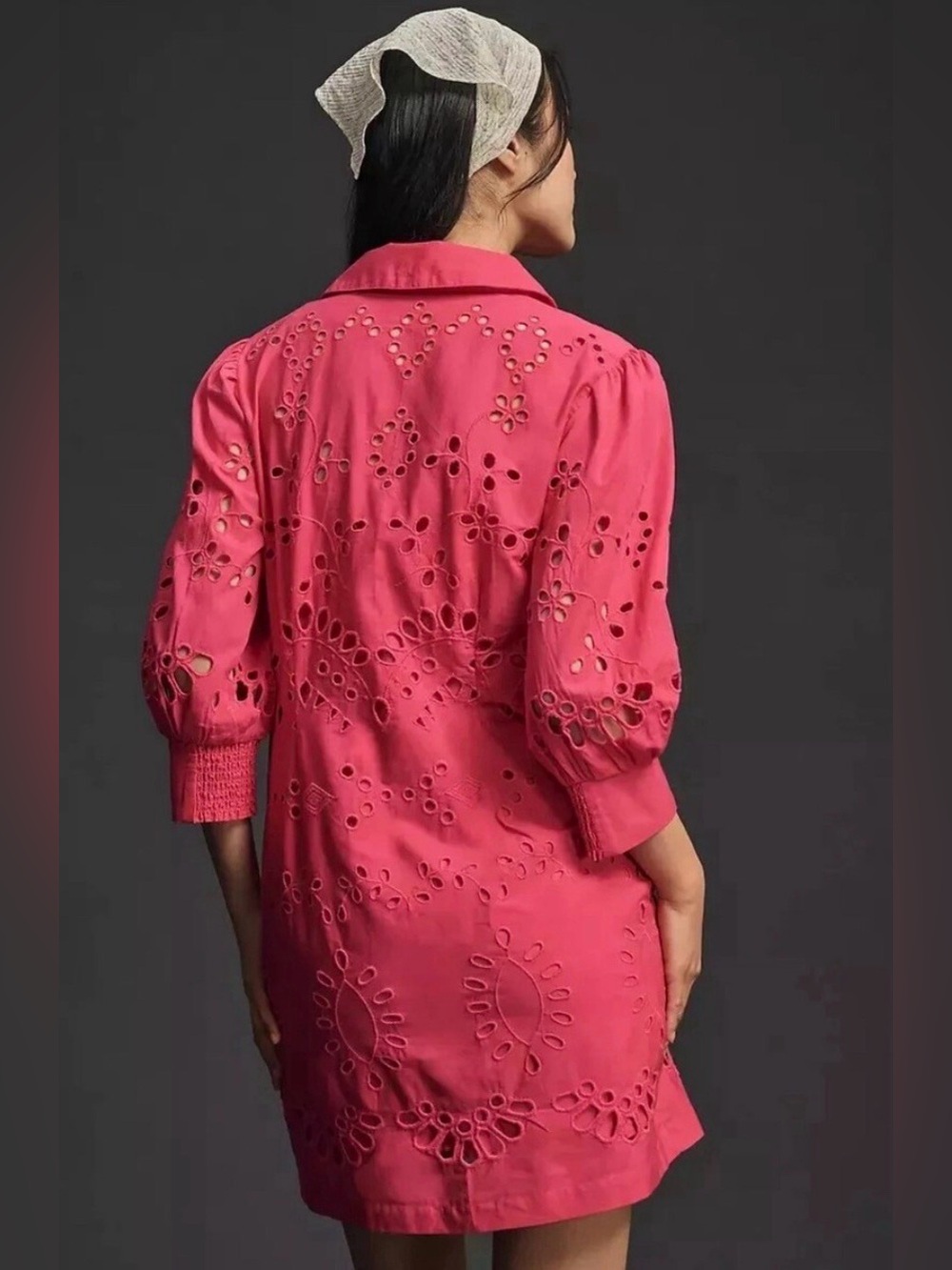 By Anthropologie Embroidered Button-Front Mini Shirtdress. Size Small - Picture 4 of 8